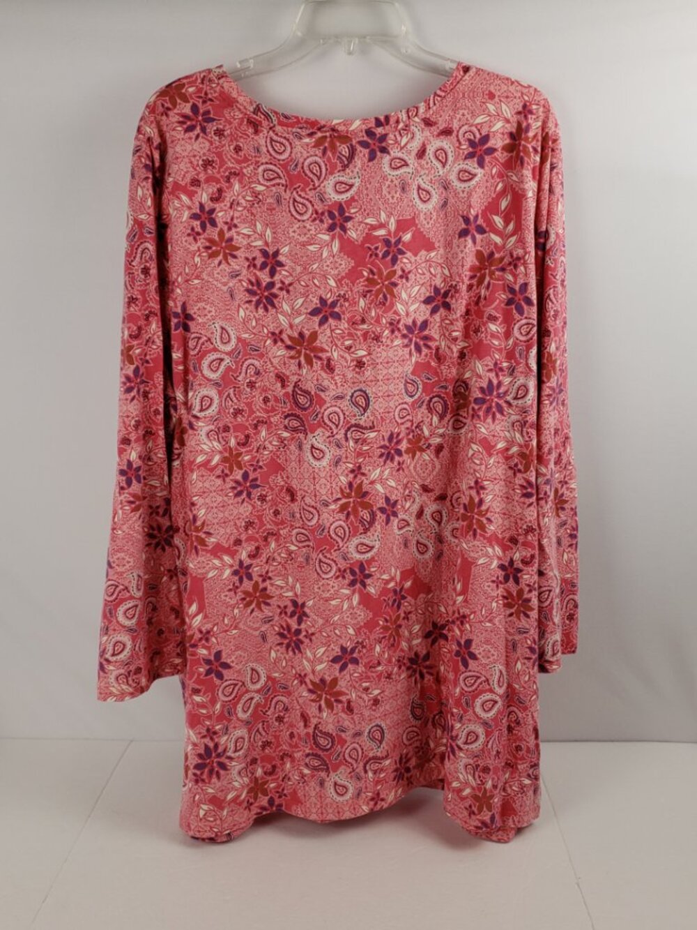 Woman Within 2X Pink Floral 3/4 Sleeve Paisley Top Blouse Womens Plus - Picture 2 of 13